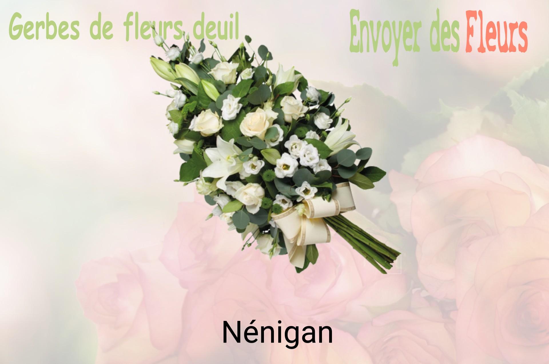Gerbe de fleurs de deuil livrée à Nénigan